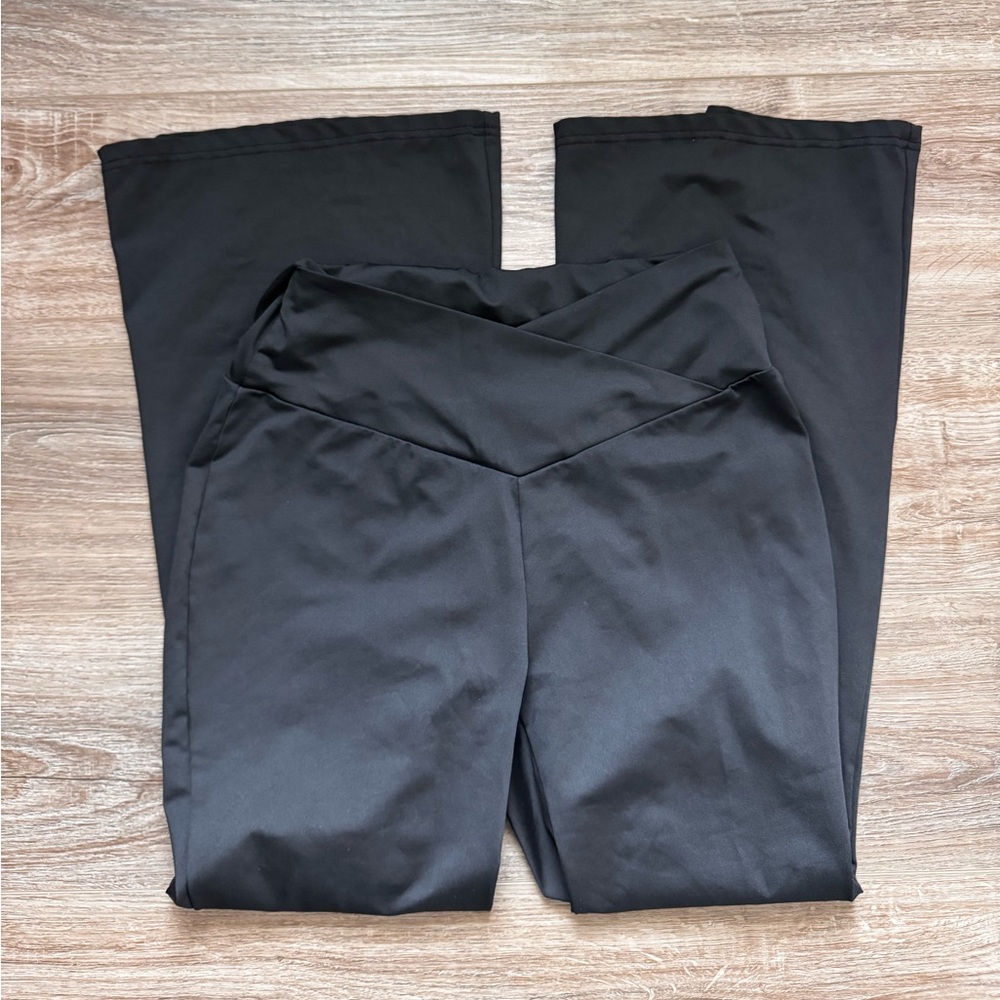 SHEIN Black Wide-Leg V-Waist Leggings